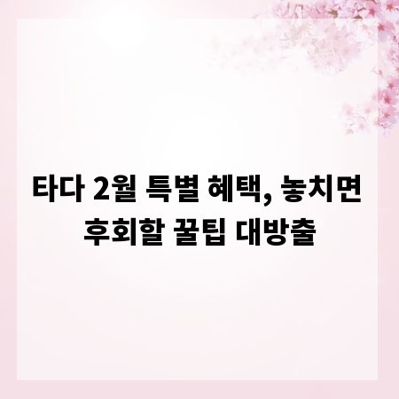 타다 2월 특별 혜택, 놓치면 후회할 꿀팁 대방출