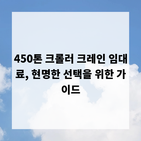 450톤 크롤러 크레인 임대료, 현명한 선택을 위한 가이드
