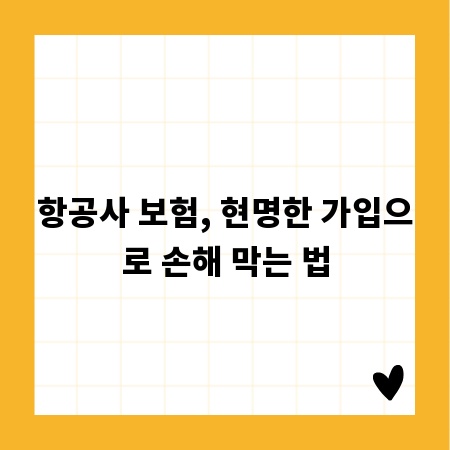항공사 보험, 현명한 가입으로 손해 막는 법