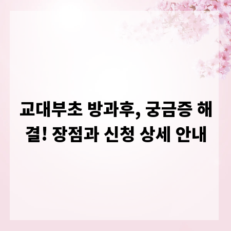 교대부초 방과후, 궁금증 해결! 장점과 신청 상세 안내