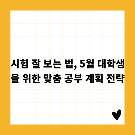 시험 잘 보는 법, 5월 대학생을 위한 맞춤 공부 계획 전략