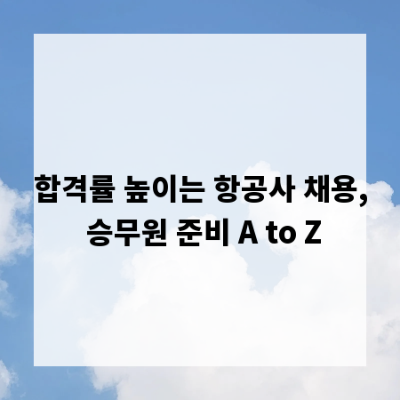 합격률 높이는 항공사 채용, 승무원 준비 A to Z