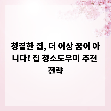 청결한 집, 더 이상 꿈이 아니다! 집 청소도우미 추천 전략