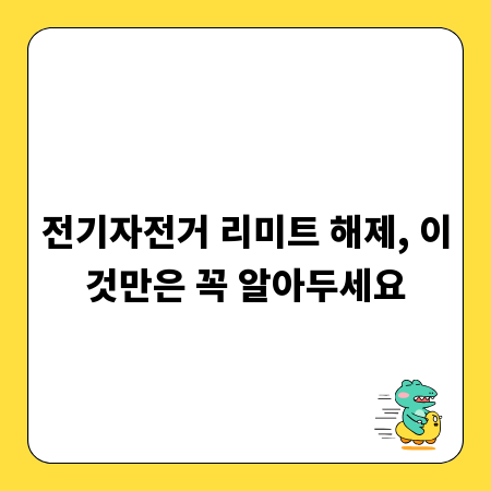 전기자전거 리미트 해제, 이것만은 꼭 알아두세요