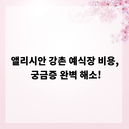 앨리시안 강촌 예식장 비용, 궁금증 완벽 해소!