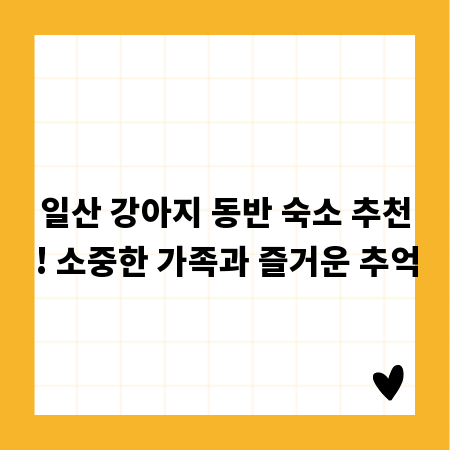 일산 강아지 동반 숙소 추천! 소중한 가족과 즐거운 추억