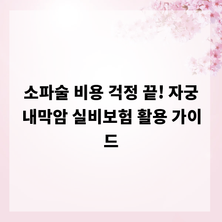 소파술 비용 걱정 끝! 자궁내막암 실비보험 활용 가이드