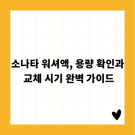 소나타 워셔액, 용량 확인과 교체 시기 완벽 가이드