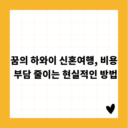 꿈의 하와이 신혼여행, 비용 부담 줄이는 현실적인 방법