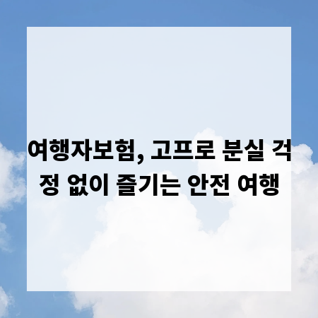 여행자보험, 고프로 분실 걱정 없이 즐기는 안전 여행