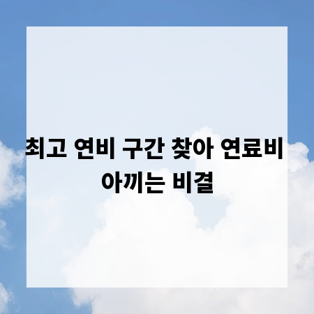 최고 연비 구간 찾아 연료비 아끼는 비결