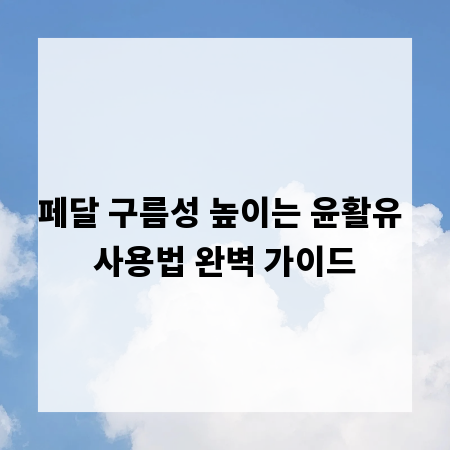 페달 구름성 높이는 윤활유 사용법 완벽 가이드