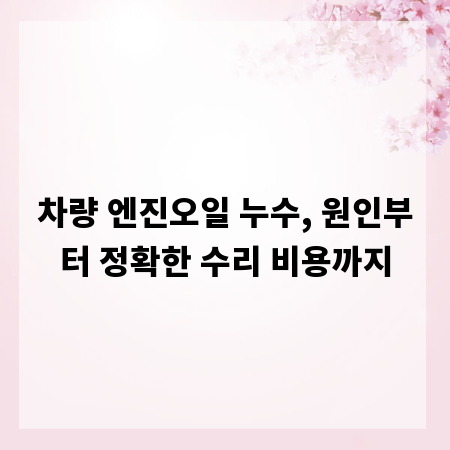차량 엔진오일 누수, 원인부터 정확한 수리 비용까지