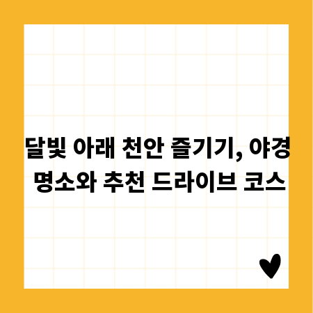 달빛 아래 천안 즐기기, 야경 명소와 추천 드라이브 코스