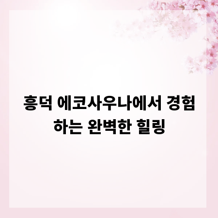 흥덕 에코사우나에서 경험하는 완벽한 힐링