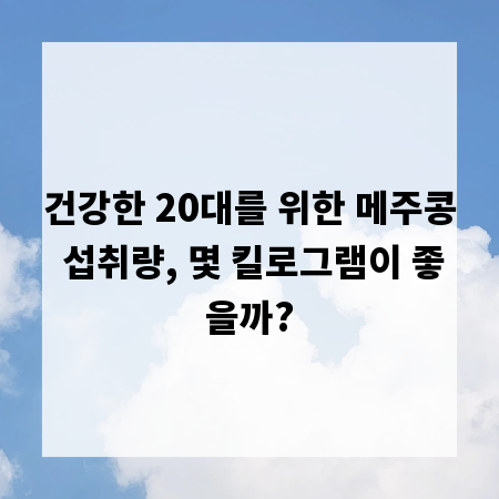 건강한 20대를 위한 메주콩 섭취량, 몇 킬로그램이 좋을까?