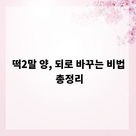 떡2말 양, 되로 바꾸는 비법 총정리