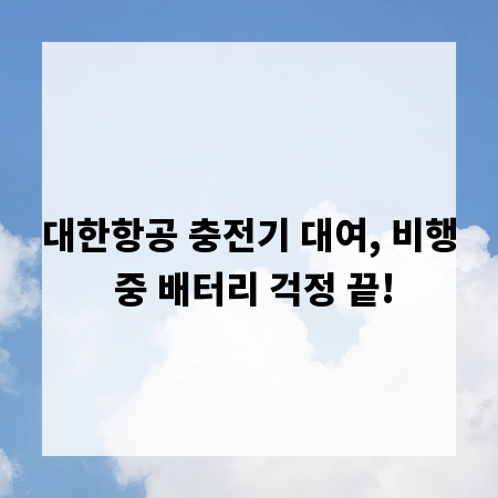 대한항공 충전기 대여, 비행 중 배터리 걱정 끝!