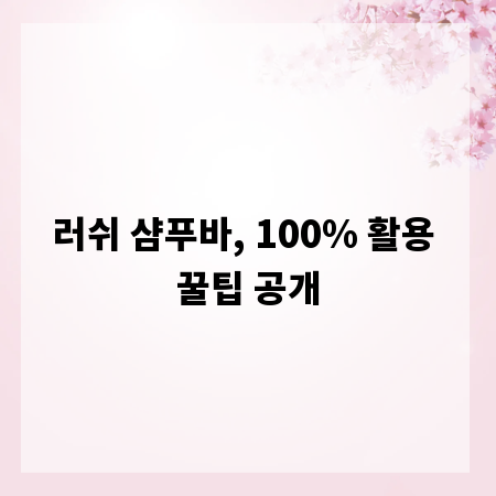 러쉬 샴푸바, 100% 활용 꿀팁 공개
