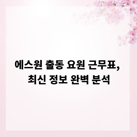 에스원 출동 요원 근무표, 최신 정보 완벽 분석