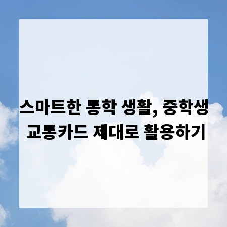 스마트한 통학 생활, 중학생 교통카드 제대로 활용하기