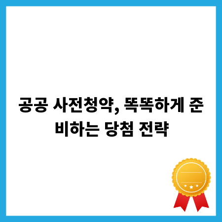 공공 사전청약, 똑똑하게 준비하는 당첨 전략