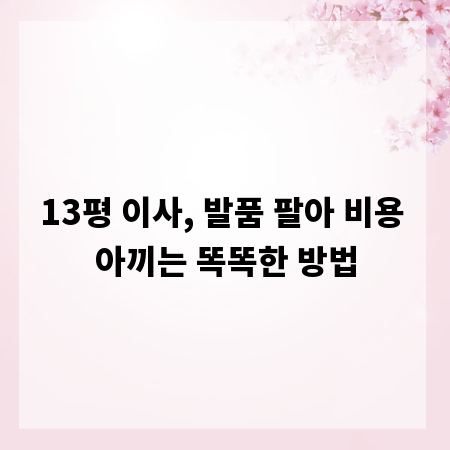 13평 이사, 발품 팔아 비용 아끼는 똑똑한 방법