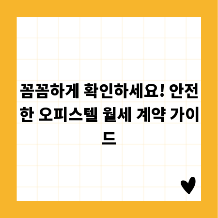 꼼꼼하게 확인하세요! 안전한 오피스텔 월세 계약 가이드