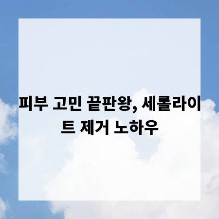 피부 고민 끝판왕, 세롤라이트 제거 노하우