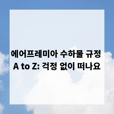 에어프레미아 수하물 규정 A to Z: 걱정 없이 떠나요