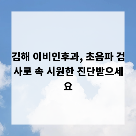 김해 이비인후과, 초음파 검사로 속 시원한 진단받으세요