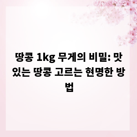 땅콩 1kg 무게의 비밀: 맛있는 땅콩 고르는 현명한 방법