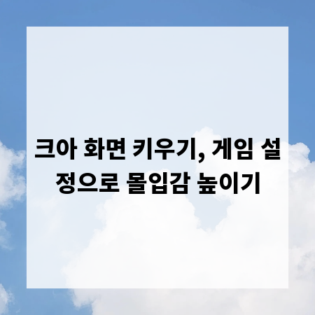크아 화면 키우기, 게임 설정으로 몰입감 높이기