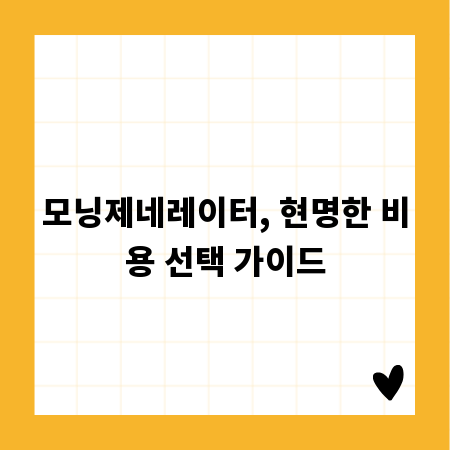 모닝제네레이터, 현명한 비용 선택 가이드