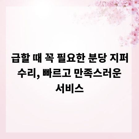 급할 때 꼭 필요한 분당 지퍼 수리, 빠르고 만족스러운 서비스