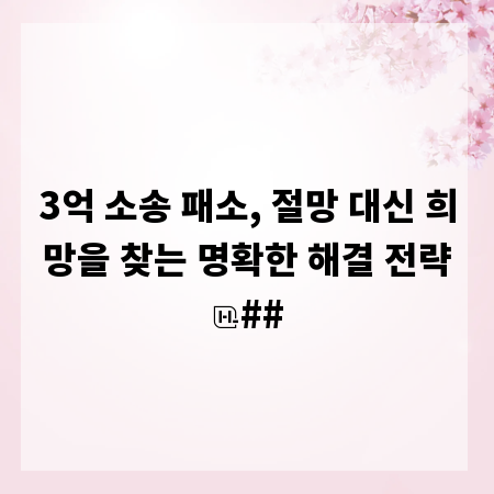 3억 소송 패소, 절망 대신 희망을 찾는 명확한 해결 전략
##
