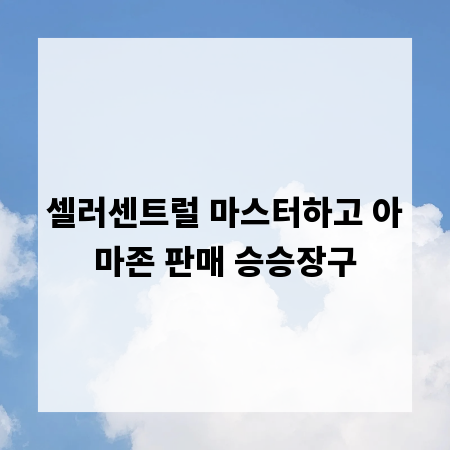 셀러센트럴 마스터하고 아마존 판매 승승장구
