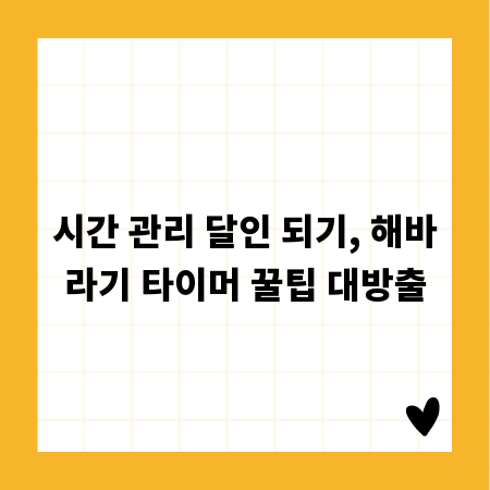 시간 관리 달인 되기, 해바라기 타이머 꿀팁 대방출