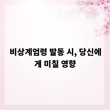 비상계엄령 발동 시, 당신에게 미칠 영향