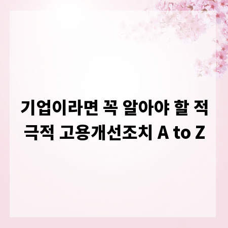 기업이라면 꼭 알아야 할 적극적 고용개선조치 A to Z