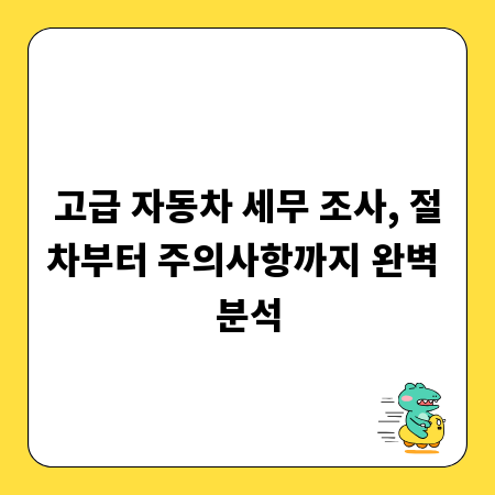 고급 자동차 세무 조사, 절차부터 주의사항까지 완벽 분석