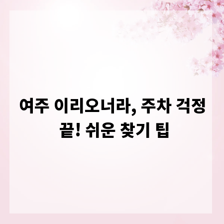 여주 이리오너라, 주차 걱정 끝! 쉬운 찾기 팁
