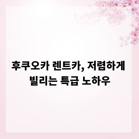 후쿠오카 렌트카, 저렴하게 빌리는 특급 노하우