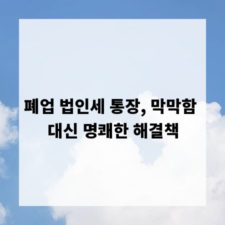 폐업 법인세 통장, 막막함 대신 명쾌한 해결책