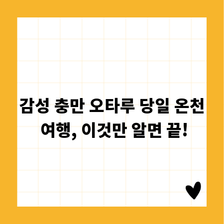 감성 충만 오타루 당일 온천 여행, 이것만 알면 끝!