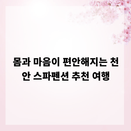 몸과 마음이 편안해지는 천안 스파펜션 추천 여행