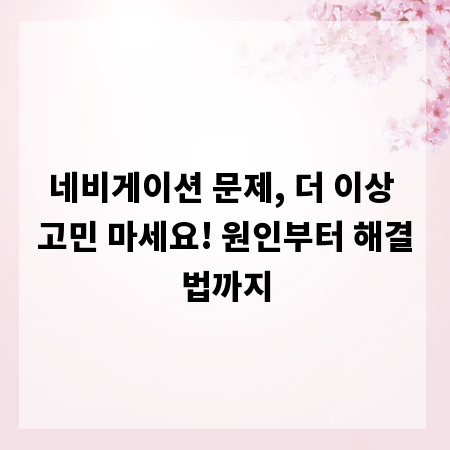 네비게이션 문제, 더 이상 고민 마세요! 원인부터 해결법까지
