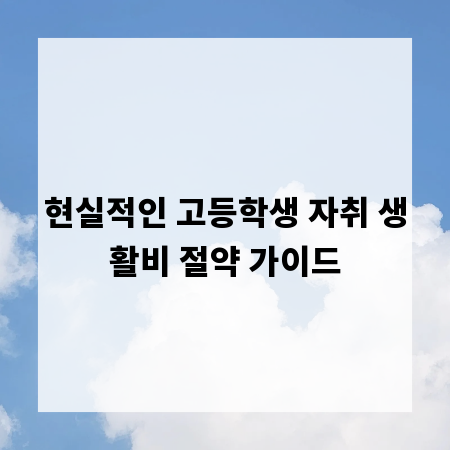 현실적인 고등학생 자취 생활비 절약 가이드
