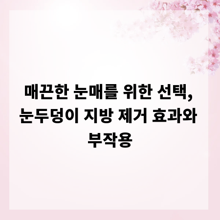 매끈한 눈매를 위한 선택, 눈두덩이 지방 제거 효과와 부작용