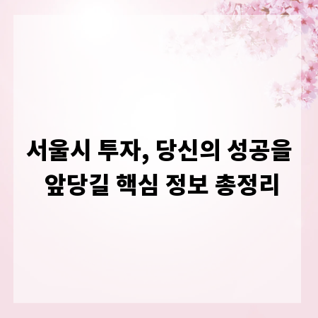 서울시 투자, 당신의 성공을 앞당길 핵심 정보 총정리